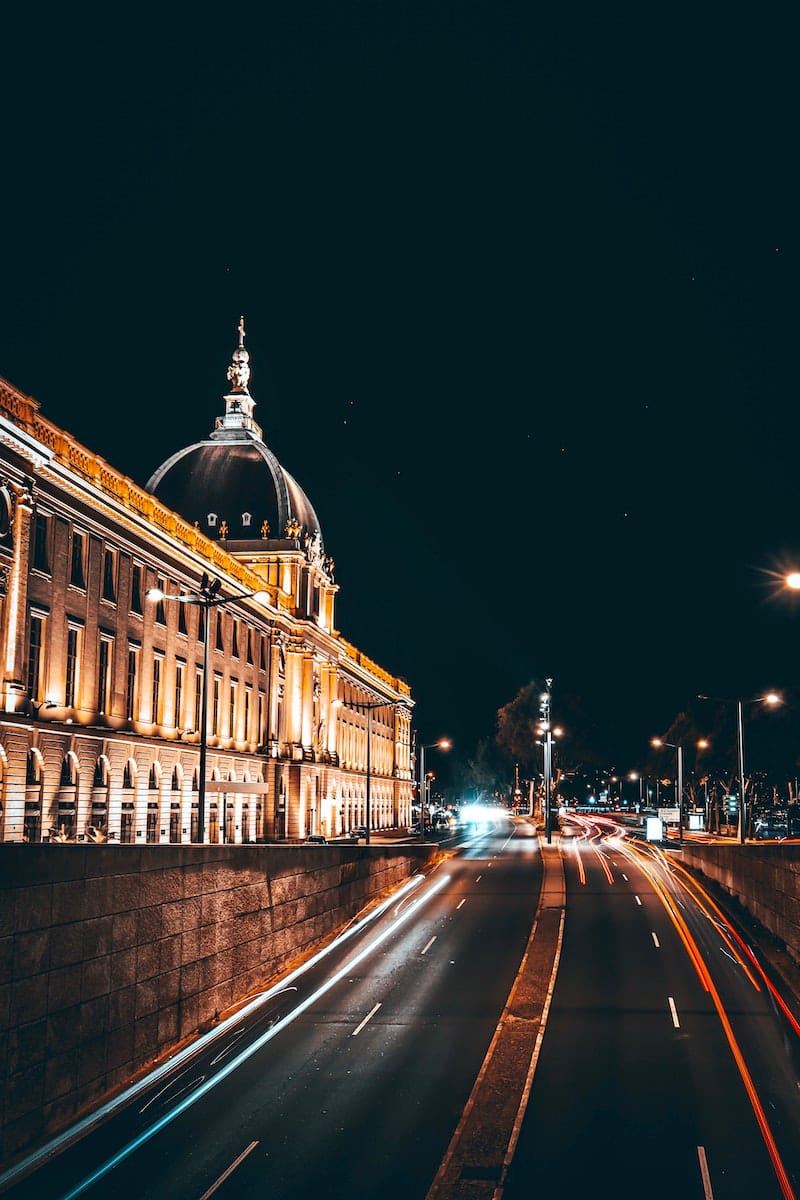 Cars on the Road at Night