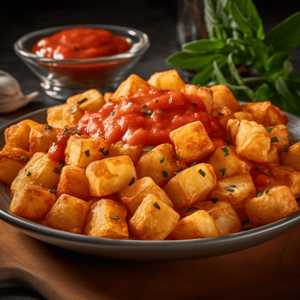 Pommes de terre sautées à la sauce tomate servies dans les meilleurs bars à tapas de Madrid.