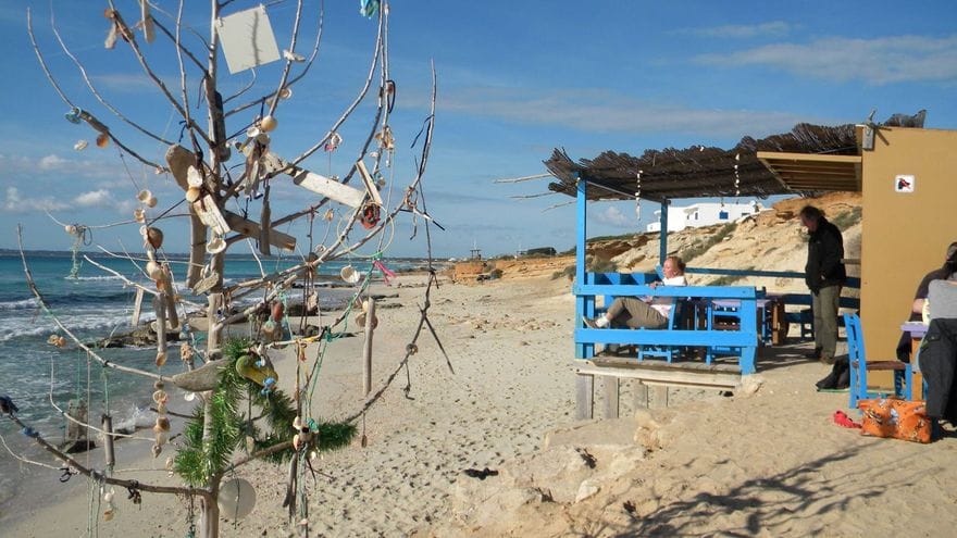 Une plage gay en Espagne avec un arbre.